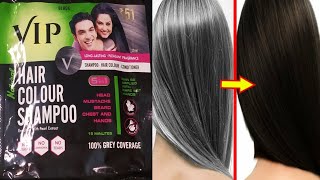 Vip hair colour shampoo review and demo  How to apply Easy hair dye [upl. by Longwood]