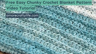 Bernat Aquamarine Single Double Crochet Easy Bernat Blanket Yarn Free Easy Chunky Blanket Pattern [upl. by Schlessel815]