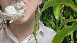 Wet chalk eating  chalk pieces in clay paste eating with spoon  wet clay eating  wet feast [upl. by Rotce458]