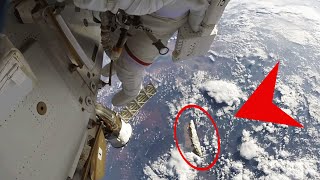 NASA Astronauts lose key piece of ISS Shield during Spacewalk  4K with audio [upl. by Kachine957]