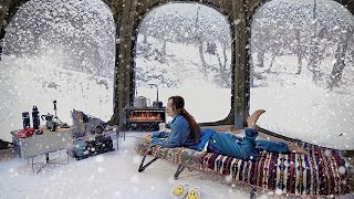 Solo camping in winter Heavy Snow  Enjoy snow scenery in a tent [upl. by Ettennod]