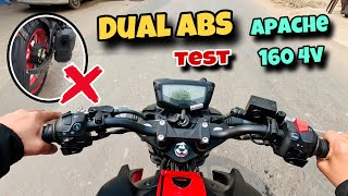 New TVS Apache 160 4V Dual Channel ABS Brake Test 🔥 First Ride  apache 160 4v bs6 [upl. by Durware444]