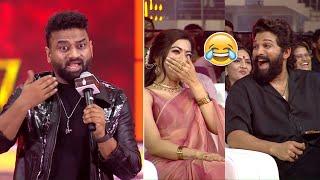 Devi Sri Prasad Hilarious Speech  Allu Arjun Reaction 😂  Pushpa 2 Pre Release Event  Chennai [upl. by Ginelle49]