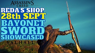 Assassins Creed Valhalla Redas Shop This Week 28 Sept 2021 Bayonet Sword Showcase and Stats [upl. by Tenaj]