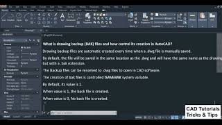 BACK Up file in AutoCAD BackUp file creation Autocad Autosave File Covert Back up file to DWG [upl. by Akineg]