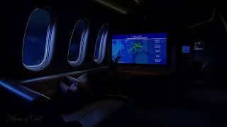 DARK Private Jet Airplane Brown Noise Ambience  Flight Map  Sleeping Reading Studying  Zen [upl. by Noseaj962]