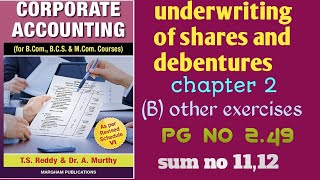 UNDERWRITING OF SHARES AND DEBENTURES  chp 2  sum no 1112 corporate accounting [upl. by Edra]