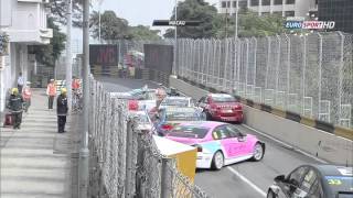 WTCC Macau 2013 Race 2 Huge pile up under safety car [upl. by Aneret402]