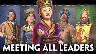 Civilization 6 Rise and Fall  All Expansion Leaders Meeting the Player  Narrated Intros [upl. by Aik]