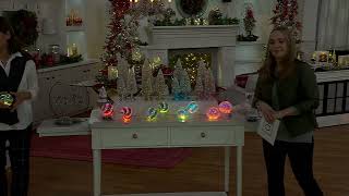 2Piece Lit Peppermint Glass Candy Ornaments by Valerie on QVC [upl. by Alejandra]