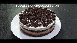 NO BAKE  FUDGEE BAR CHOCOLATE CAKE VLOG08 4 INGREDIENTS Nhaj kitchen [upl. by Nyrek]