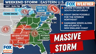 Massive Weekend Storm To Slam Eastern US With Damaging Winds Severe Storms Snow [upl. by Sheeb]