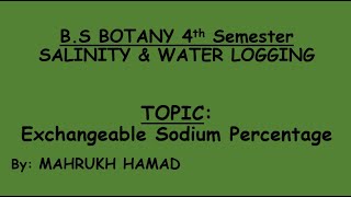 Exchangeable Sodium Percentage by Mahrukh Hamad [upl. by Janek]