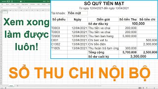 Cách tạo sổ THU CHI NỘI BỘ  Quản lý thu chi tiền mặt tiền gửi sổ quỹ [upl. by Solnit23]