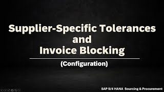 Class 26 Configure SupplierSpecific Tolerances and Invoice Blocking in SAP S4HANA [upl. by Eulaliah733]