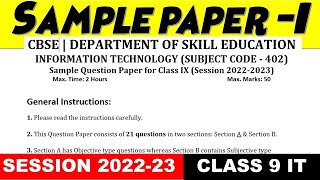 Class 9 IT sample question paper 202223  IT 402  Annual Question Paper  Download [upl. by Pressey]