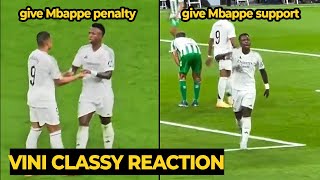 Vini Jr classy reaction give Mbappe to take PENALTY and telling the fans to get LOUDER in SUPPORT [upl. by Claudy]