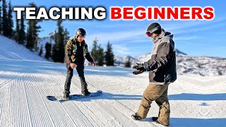 Teaching Complete Beginners How To Snowboard [upl. by Emlyn782]