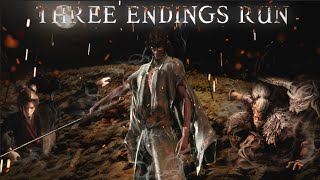 WORLDS FIRST SEKIRO THREE ENDINGS NO HIT RUN Sekiro Shadows Die Twice [upl. by Peltz]