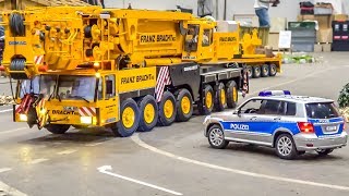 Incredible RC crane and equipment trucks convoy [upl. by Llennoj]