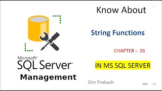 String Functions in SQL Chapter 26 [upl. by Anrev21]