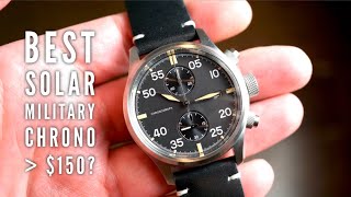 Baltany Solar Chronograph Military Watch Review [upl. by Ainafetse630]