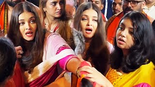 Aishwarya Rai and Aaradhya Bachchan Grace Ganapati Darshan Amidst Crowds😮 [upl. by Nivart125]