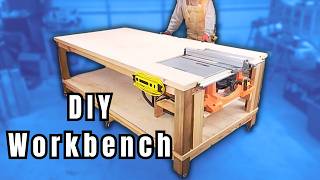 How to build a EASY moveable work bench with a built in table saw [upl. by Irik]