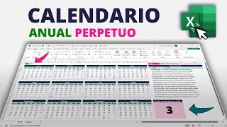 CALENDARIO Anual PERPETUO en Excel Automatizado con Eventos [upl. by Elyc662]