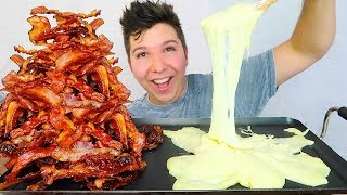 100 PIECES OF BACON WITH CHEESE FONDUE • Mukbang amp Recipe [upl. by Aicilram566]