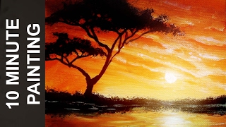 Painting an African Landscape with Acrylics in 10 Minutes [upl. by Nomra]