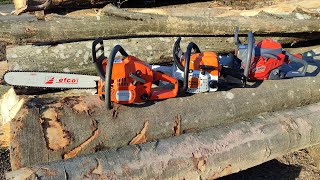 Stihl MS 170 Husqvarna 120 Mark II and Efco MTH 4000  working with hobby chainsaws [upl. by Peter]