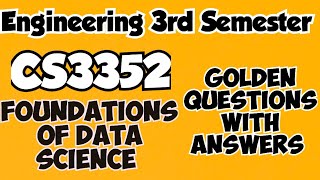 CS3352Foundations of Data scienceUnit Wise important questions3rd semester important2024 [upl. by Llyrad11]