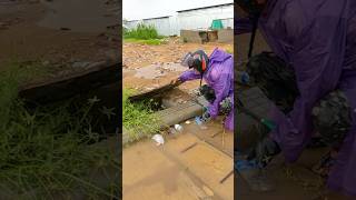 From Clogged to Clear Unclogging Storm Drains to Fight Street Floods shorts video viralvideo [upl. by Acinoreb]