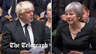 Boris Johnson and Theresa May deliver emotional speeches for Queen Elizabeth II in Commons [upl. by Hausmann]