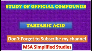 Study of the official compounds Tartaric Acid [upl. by Nevs]