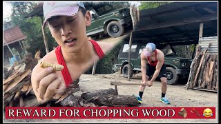 Your Mr INDIA revealed his chopping wood skill 🪵🪓💪🏼 Tangkhul Yarsho skill 😜 [upl. by Stoops87]