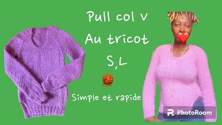 Pull femme col V au tricot tailles S à L [upl. by Ahsimrac]