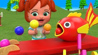 Color Balls Wooden Fish Slider ToySet 3D Kids Learn Colors for Children Little Baby Girl Cartoons [upl. by Danya]