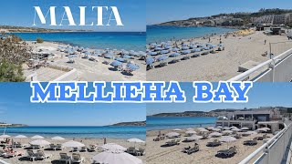 Mellieha Bay Walking Tour 2024  Mellieha Bay Malta 🇲🇹  4K  60 fps [upl. by Hazen]