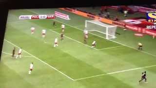 Lukas Podolski stunning volley Vs Poland121014 [upl. by Eikram]