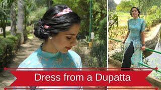 Old Dupatta into new Maxi Dress  New Style Kurti [upl. by Eberle]