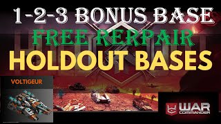 War Commander  HOLDOUT BASE 123  BONUS BASE  VOLTIGUER FREE REPAIR [upl. by Nnyre433]