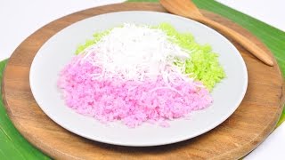 Steamed Rice Flour with shredded Coconut Thai Dessert  Kanom Kee Noo ขนมขี้หนู [upl. by Hoyt739]