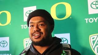 Oregon DL Taki Taimani previews matchup against former team Washington [upl. by Alamac443]