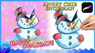 How to draw a Snowman  Christmas Drawings Procreate Speed Painting [upl. by Earb]