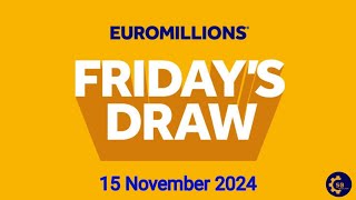 Euromillions Draw Live for Friday Results 08 November 2024  Euromillions Live Tonight Results [upl. by Alyal562]