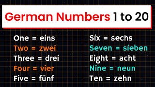 1 to 20 German Numbers  Learn German Numbers 120  eins to zwanzig numbers [upl. by Fiore443]