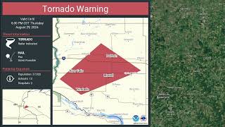 29th August 2024  EF1 Tornado  Beldenville Martell Wisconsin  NOAA Weather Radio [upl. by Kariv]