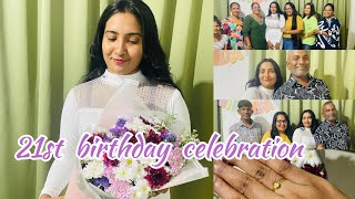 21st birthday🎂💍 එයා පුදුම උන රත්තරං තෑග්ග birthday cake home family party birthdaygift yt [upl. by Ahsal]